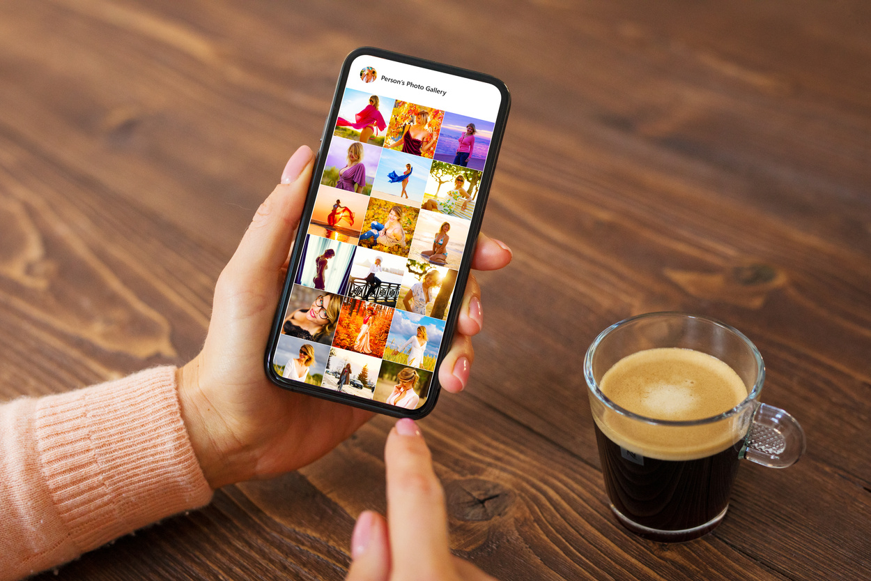 Woman Browsing Photos on Social Media 